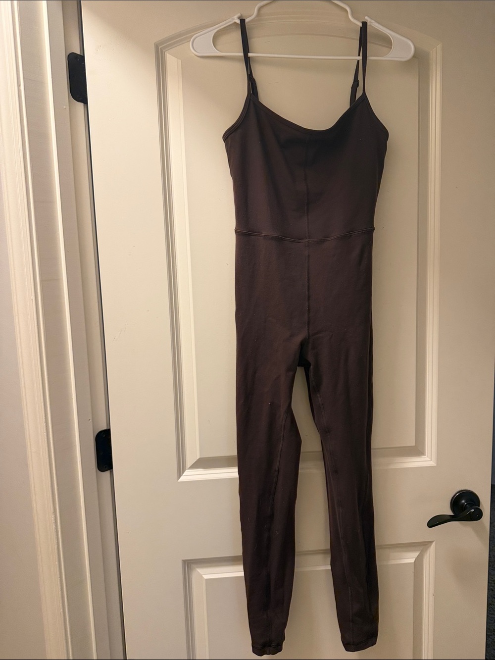 Aritzia Chocolate Brown Spaghetti-Strap Slim Jumpsuit